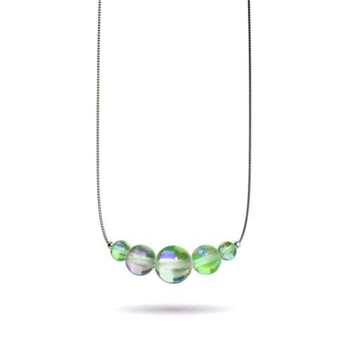 Grüner Mond | 925 Sterling Silber | Galaxie Glas Unendlichkeitsverschluss Halskette